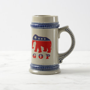 GOP -赤く、白く及び青象 ビールジョッキ
