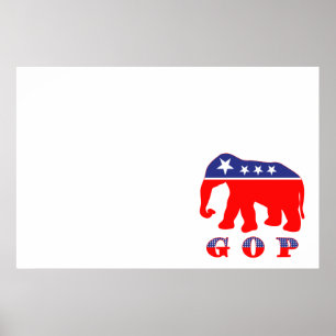 GOP – 赤、白、青の象 ポスター