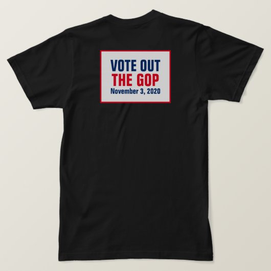 GOP 2020の選挙赤白青を取り消す Tシャツ (デザイン裏面)