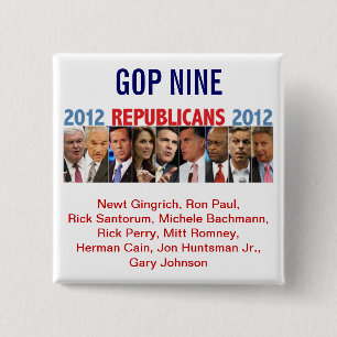 GOP 9 - 2012共和党の予備選挙 缶バッジ