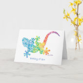 Gordie the Gecko Greeting Card By Sue Weidlich カード (黄色い花)