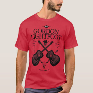 Gordon Lightfootアコースティックギターヴィンテージロゴ Tシャツ