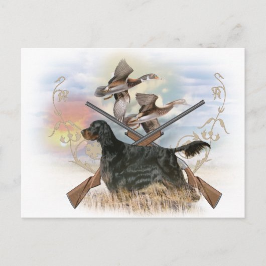 Gordon Setter狩り ポストカード (正面)