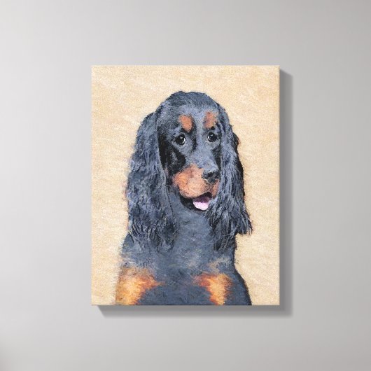 Gordon Setter'絵画s – かわいいオリジナルドッグアート キャンバスプリント (正面)