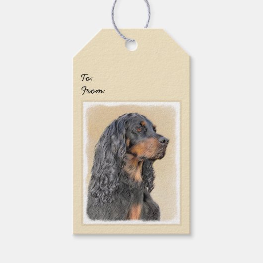 Gordon Setter'絵画s – かわいいオリジナルドッグアート ギフトタグ (正面)