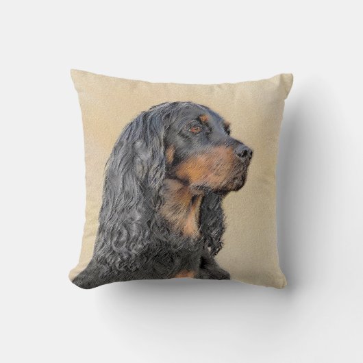 Gordon Setter'絵画s – かわいいオリジナルドッグアート クッション (正面)
