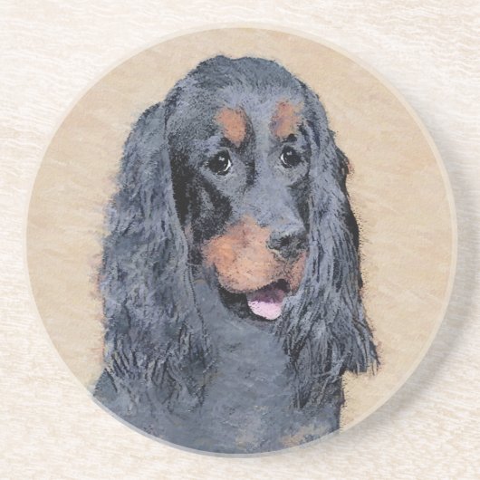 Gordon Setter'絵画s – かわいいオリジナルドッグアート コースター (正面)
