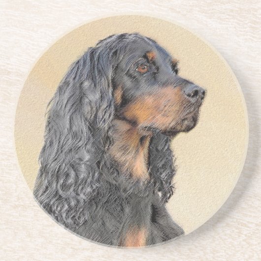 Gordon Setter'絵画s – かわいいオリジナルドッグアート コースター (正面)