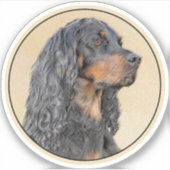 Gordon Setter'絵画s – かわいいオリジナルドッグアート シール (正面)