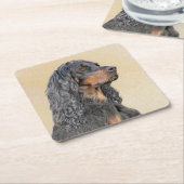 Gordon Setter'絵画s – かわいいオリジナルドッグアート スクエアペーパーコースター (アングル)