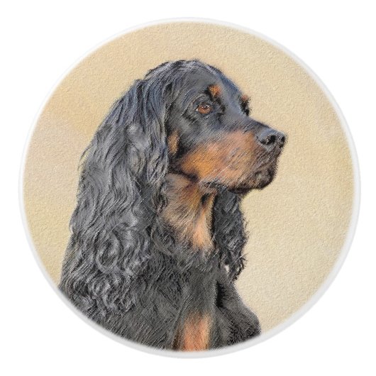 Gordon Setter'絵画s – かわいいオリジナルドッグアート セラミックノブ (正面)