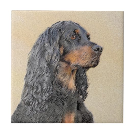 Gordon Setter'絵画s – かわいいオリジナルドッグアート タイル (正面)