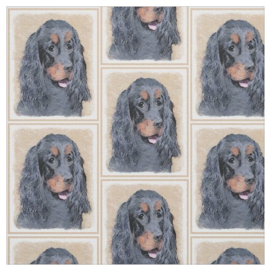 Gordon Setter'絵画s – かわいいオリジナルドッグアート ファブリック (見本)