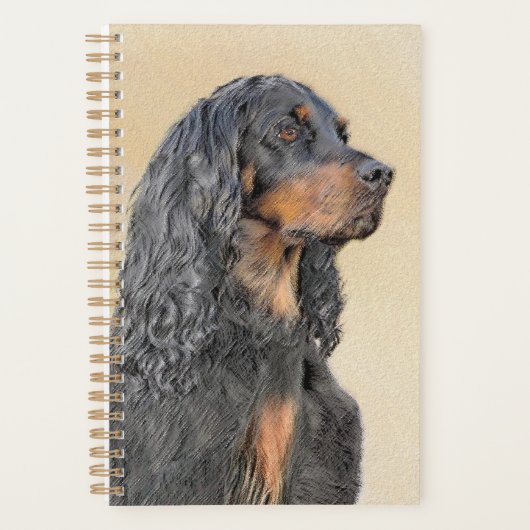 Gordon Setter'絵画s – かわいいオリジナルドッグアート プランナー手帳 (正面)