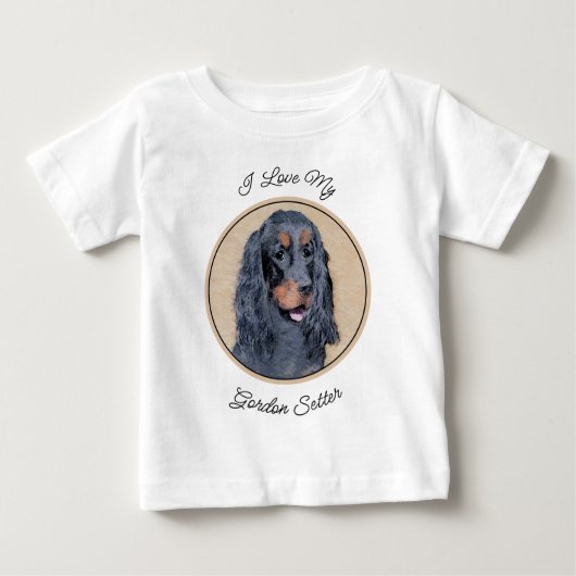 Gordon Setter'絵画s – かわいいオリジナルドッグアート ベビーTシャツ (正面)