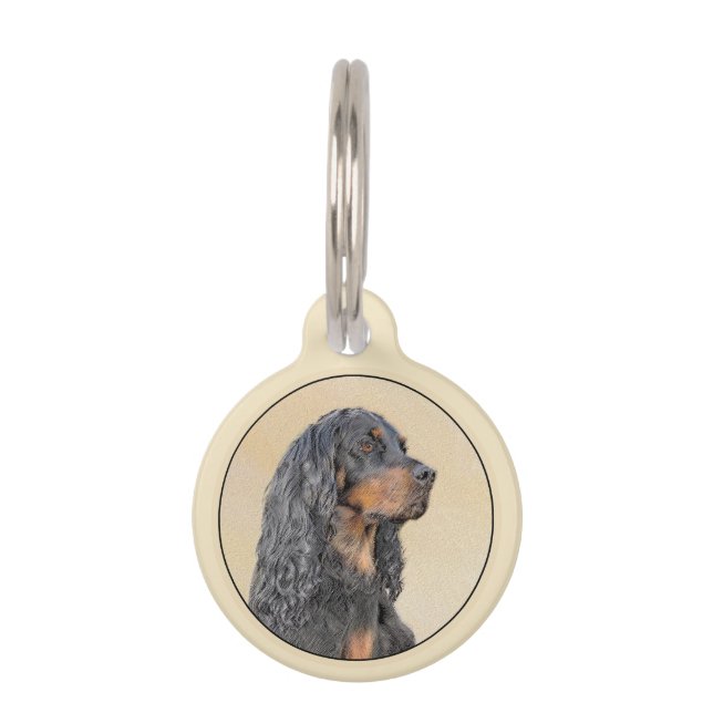 Gordon Setter'絵画s – かわいいオリジナルドッグアート ペット　ネームタグ (正面)