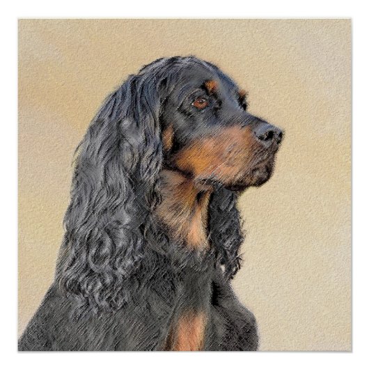 Gordon Setter'絵画s – かわいいオリジナルドッグアート ポスター (正面)