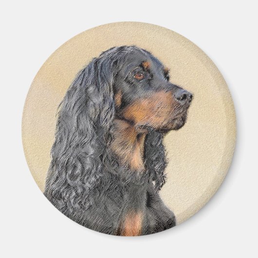 Gordon Setter'絵画s – かわいいオリジナルドッグアート マグネット (正面)