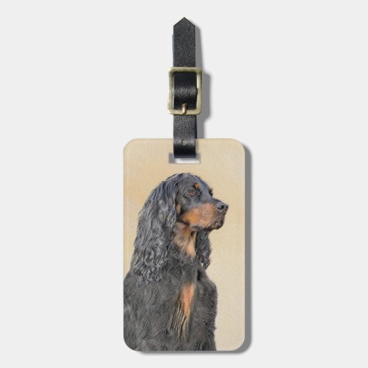 Gordon Setter'絵画s – かわいいオリジナルドッグアート ラゲッジタグ (正面縦)