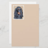 Gordon Setter'絵画s – かわいいオリジナルドッグアート 便箋 (正面/裏面)