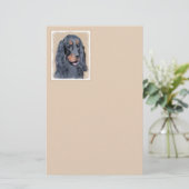 Gordon Setter'絵画s – かわいいオリジナルドッグアート 便箋 (スタンド正面)
