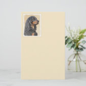 Gordon Setter'絵画s – かわいいオリジナルドッグアート 便箋 (スタンド正面)