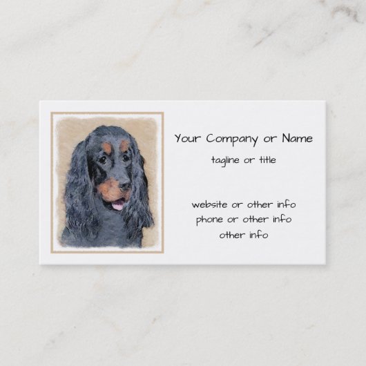 Gordon Setter'絵画s – かわいいオリジナルドッグアート 名刺 (正面)