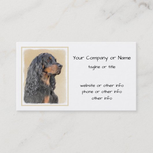 Gordon Setter'絵画s – かわいいオリジナルドッグアート 名刺 (正面)