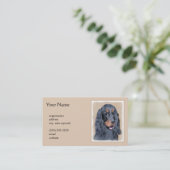 Gordon Setter'絵画s – かわいいオリジナルドッグアート 名刺 (スタンド正面)