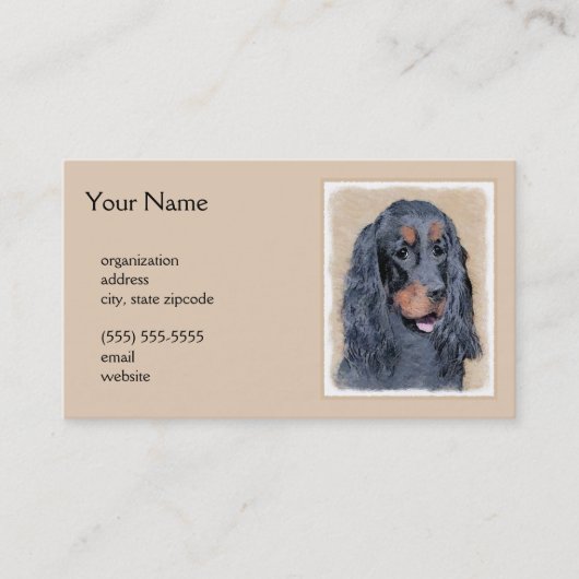 Gordon Setter'絵画s – かわいいオリジナルドッグアート 名刺 (正面)