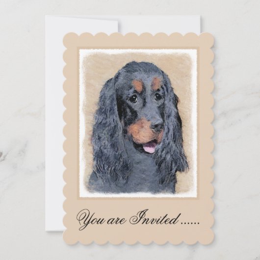Gordon Setter'絵画s – かわいいオリジナルドッグアート 招待状 (正面)