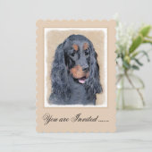 Gordon Setter'絵画s – かわいいオリジナルドッグアート 招待状 (スタンド正面)
