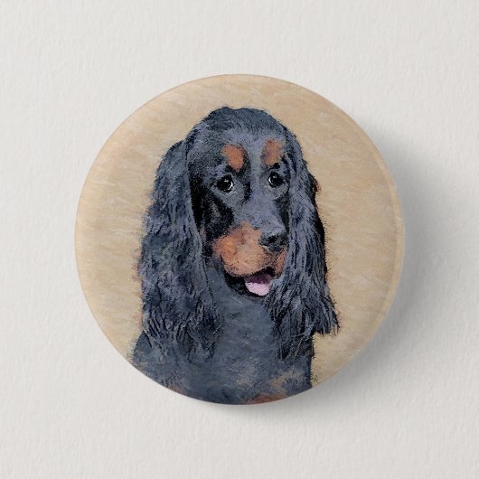 Gordon Setter'絵画s – かわいいオリジナルドッグアート 缶バッジ (正面)