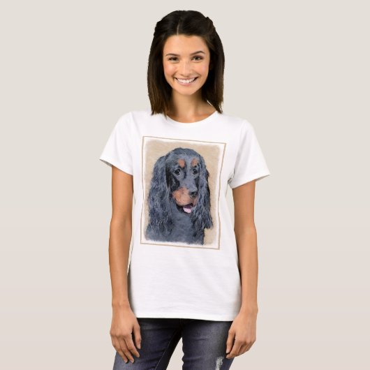 Gordon Setter'絵画s – かわいいオリジナルドッグアート Tシャツ (正面フル)