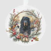 Gordon Setter Christmas Joy – Seasonal Dog Art オーナメント (正面)