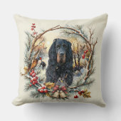 Gordon Setter Christmas Joy – Seasonal Dog Art クッション (正面)