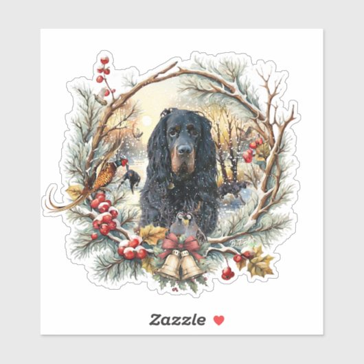 Gordon Setter Christmas Joy – Seasonal Dog Art シール (シート)