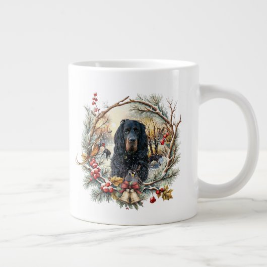 Gordon Setter Christmas Joy – Seasonal Dog Art ジャンボコーヒーマグカップ (右)