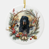 Gordon Setter Christmas Joy – Seasonal Dog Art セラミックオーナメント (正面)