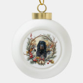 Gordon Setter Christmas Joy – Seasonal Dog Art セラミックボールオーナメント (正面)