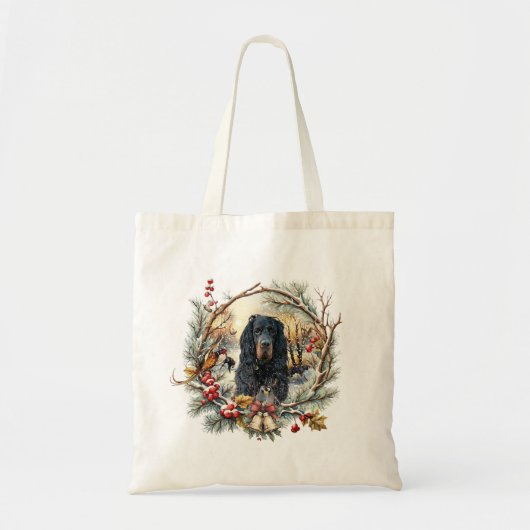 Gordon Setter Christmas Joy – Seasonal Dog Art トートバッグ (正面)