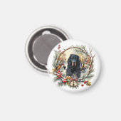 Gordon Setter Christmas Joy – Seasonal Dog Art マグネット (正面/裏面)