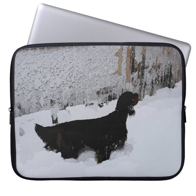 Gordon Setter in a Snowstorm Laptop Computer Sleep ラップトップスリーブ (正面)