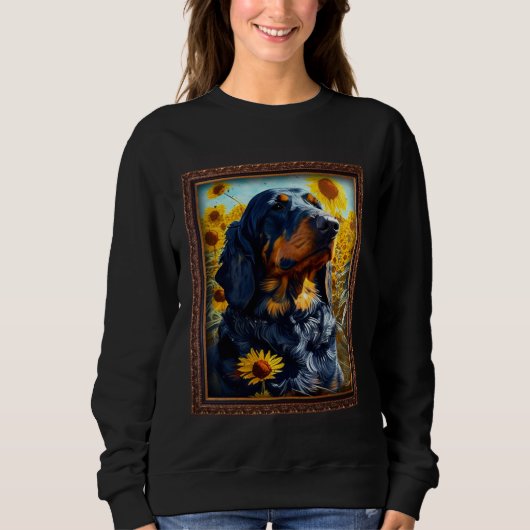 Gordon Setter Painting Sunflower Flower Mom Women  スウェットシャツ (正面)
