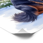 Gordon Setter Snowy Lodge Santa Hat Christmas Art ポスター (コーナー)