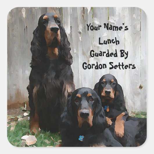 Gordon Setters on Lunch Guard Squareスタンプ スクエアシール (正面)