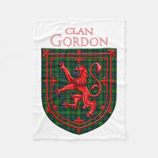 Gordon Tartan Scottish Plaid Lion Rampant フリースブランケット (正面)