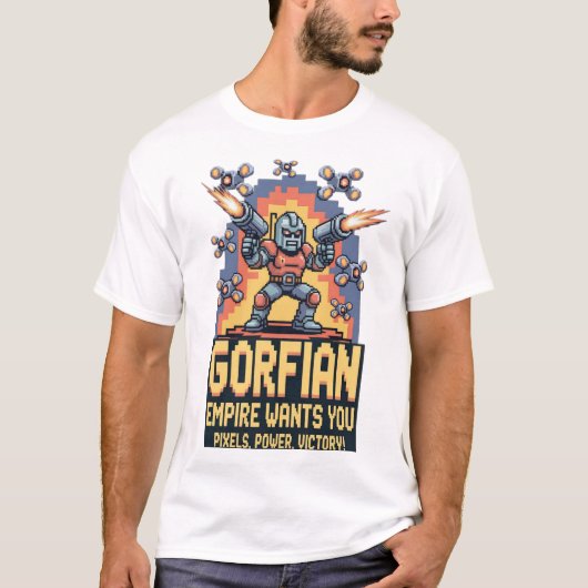 Gorfian Empire Retro Arcade Art Tシャツ (正面)
