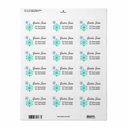 Gorgeous address labels snowflake ラベル (フルシート)