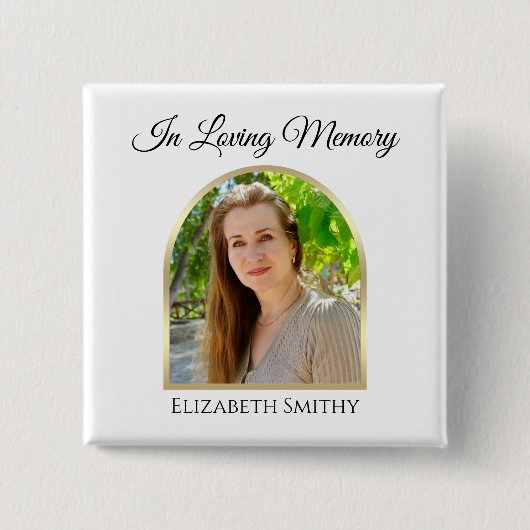 Gorgeous Arch Photo on White Funeral Button 缶バッジ (正面)